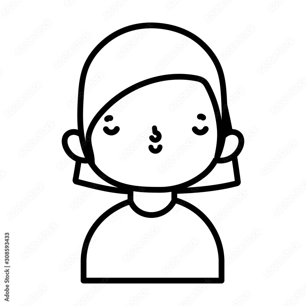 cute little boy cartoon character portrait thick line cute little boy cartoon character portrait thick line