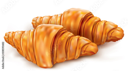 Fresh croissants on a white background