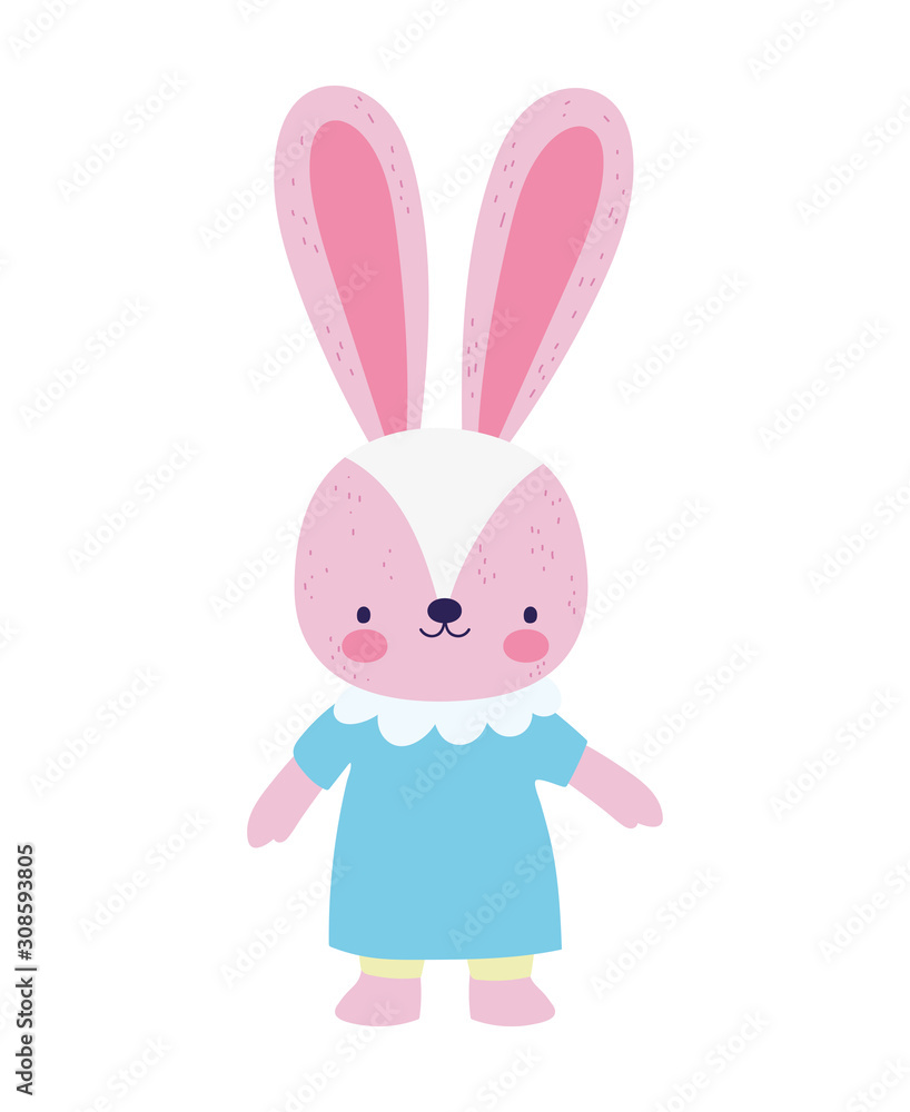 cute female rabbit with dress cartoon character