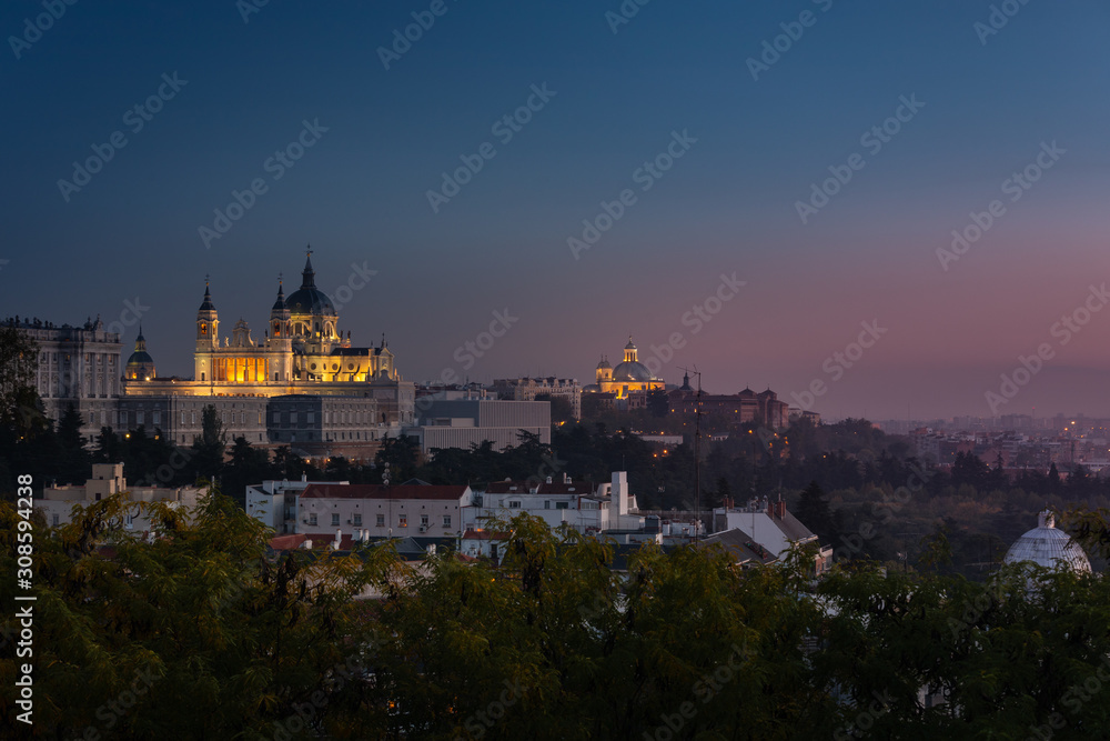 Far look from the Almudena Cathedral in Madrid, Spain.	