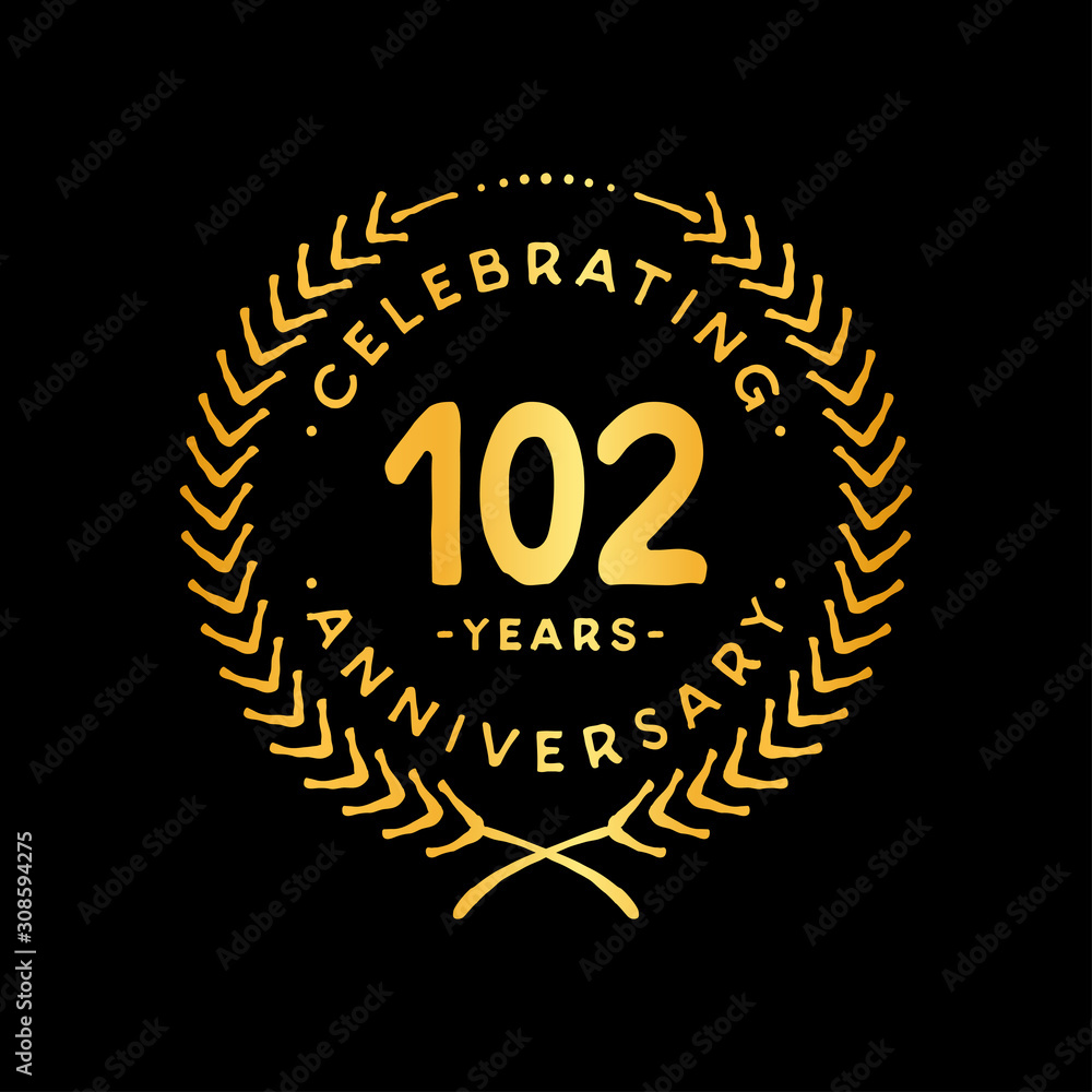 102 years design template. 102nd vector and illustration. 102 years design template. 102nd vector and illustration.