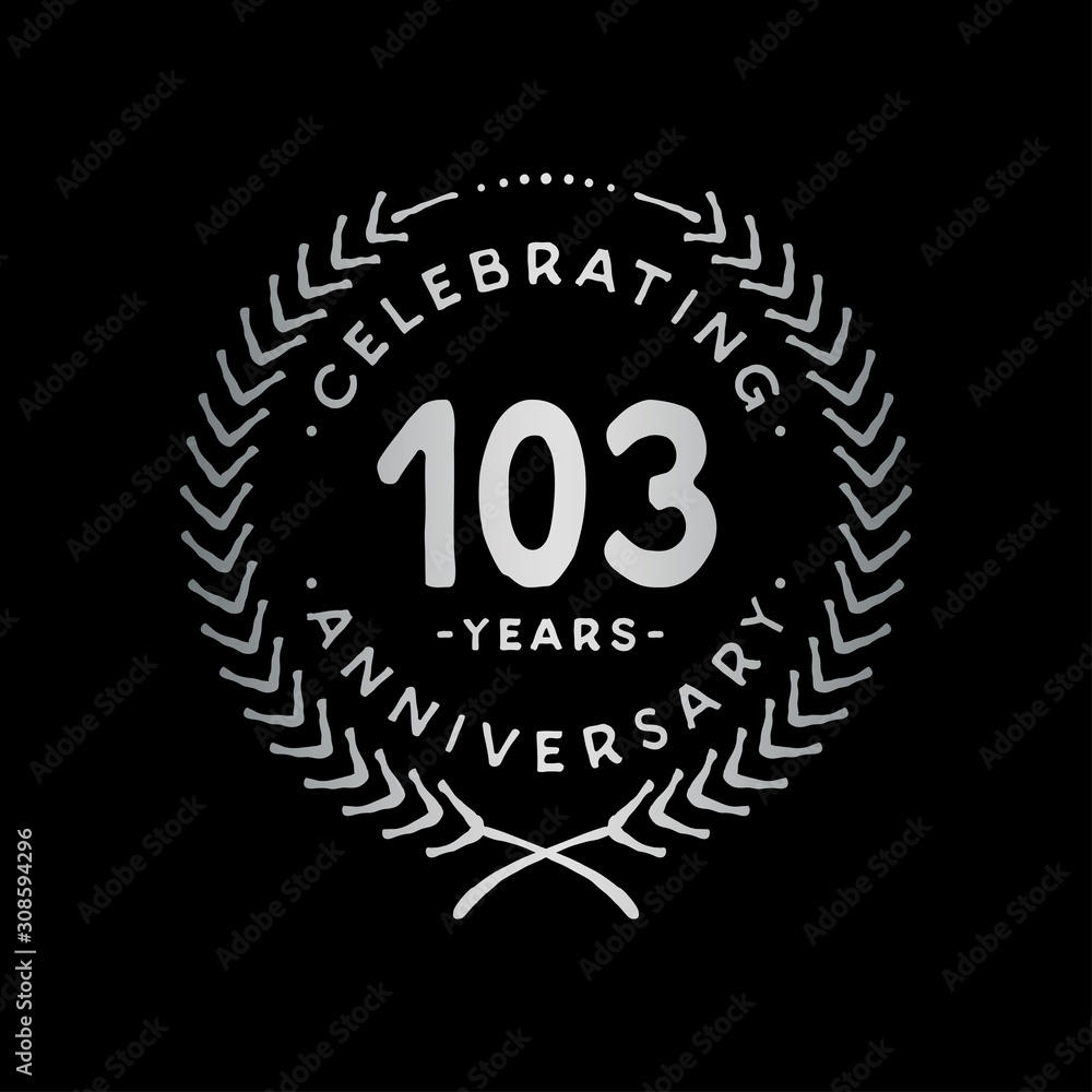Fototapeta premium 103 years design template. 103rd vector and illustration.