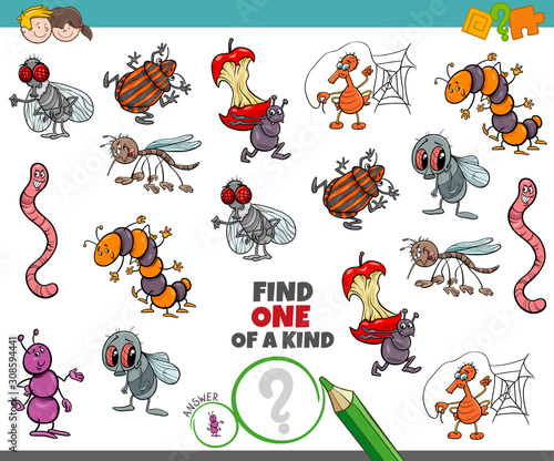 one of a kind game for children with funny insects