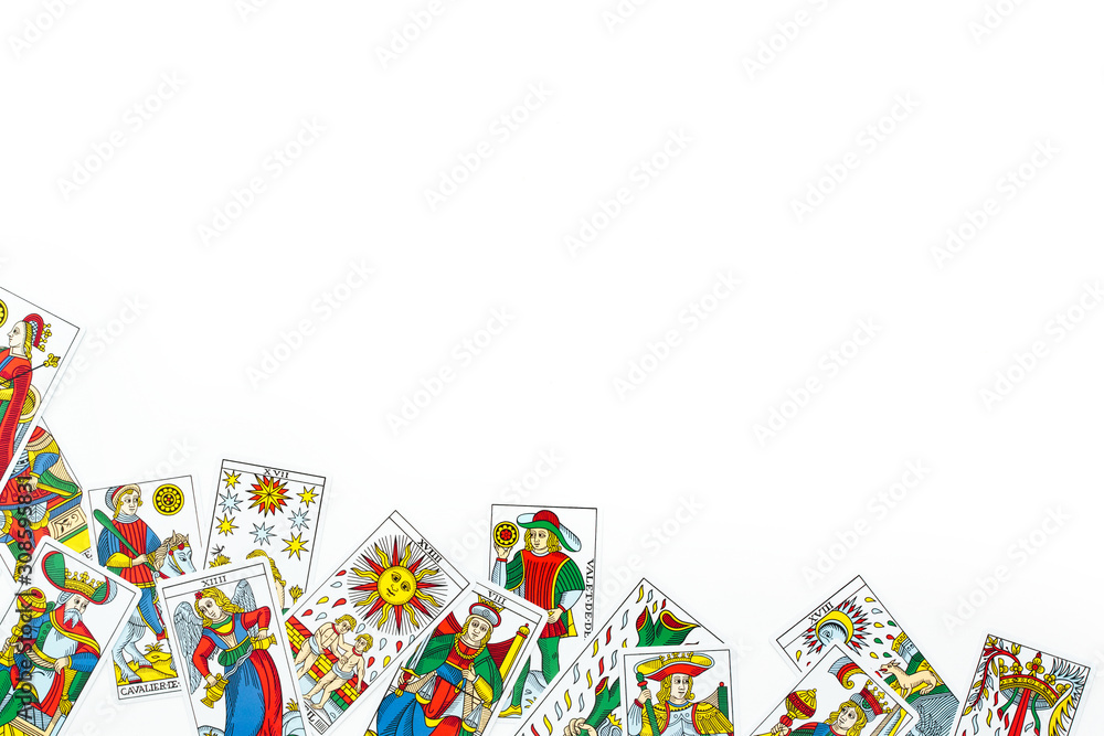 Tarot cards on a white background.