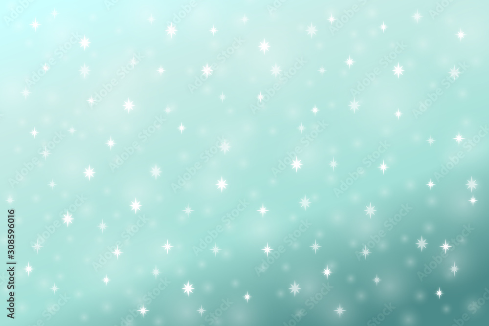 Soft aqua/teal vector background with snow and stars - pattern design element.
