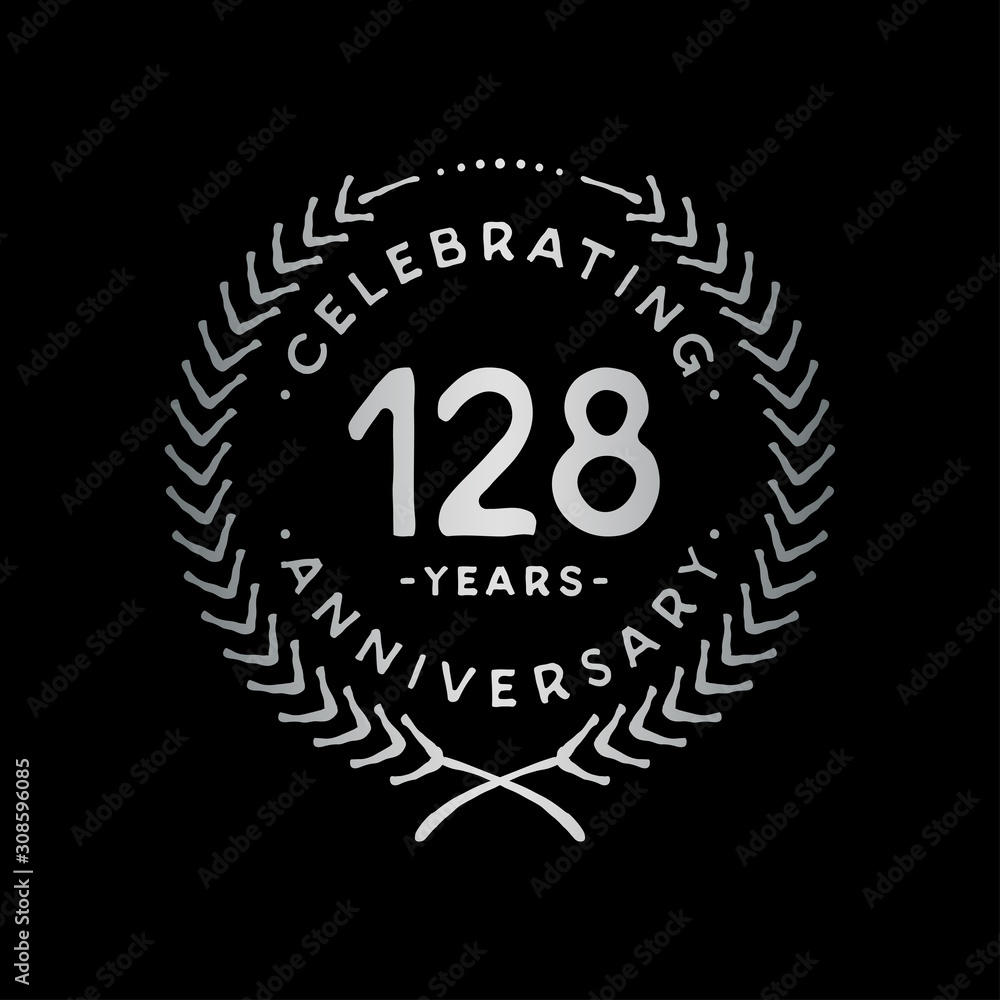 128 years design template. 128th vector and illustration.