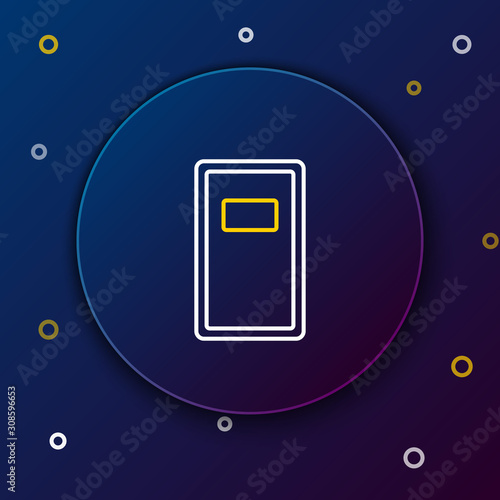 White and yellow line Police assault shield icon isolated on dark blue background. Colorful outline concept. Vector Illustration