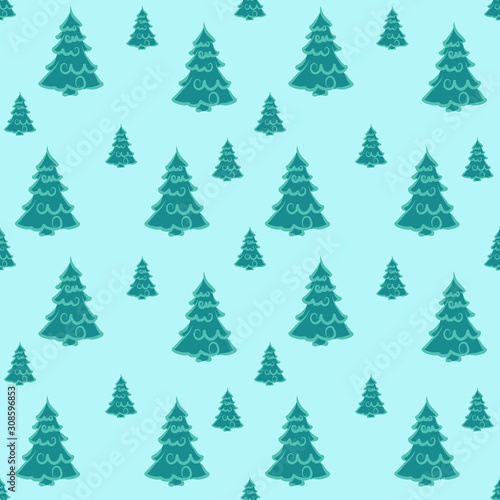 Christmas  Winter seamless pattern with christmas trees,Surface design for textile, fabric, wallpaper, wrapping, giftwrap, paper, scrapbook and packaging. Vector © Марина Зименок