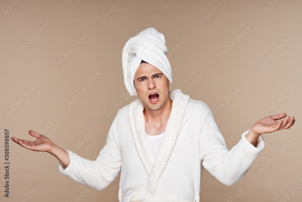 woman in bathrobe woman in bathrobe