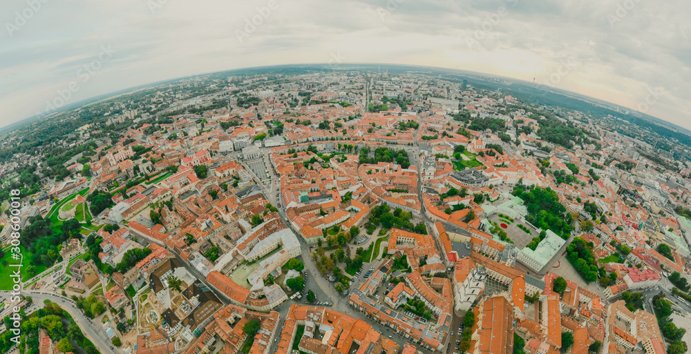 Vilnius Old town, the historic center of Lithuania, European city. 360 VR panorama