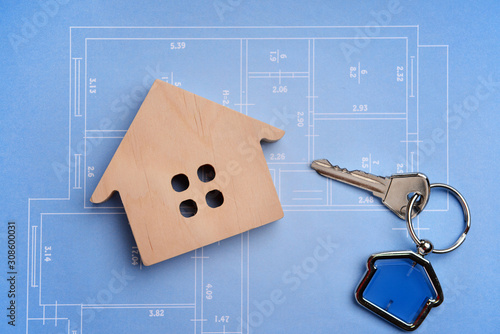 Figure of house and key on ...