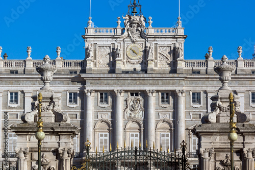 Architectural detail of Royal Palace in Madrid, Spain