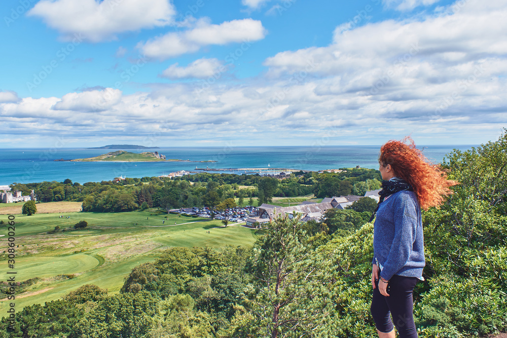 Obraz premium girl watching views Dublin Ireland