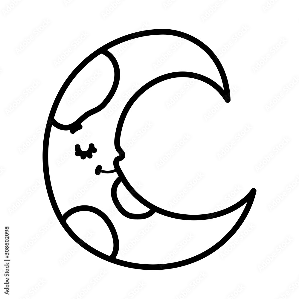 baby shower cute yellow half moon cartoon line style baby shower cute yellow half moon cartoon line style