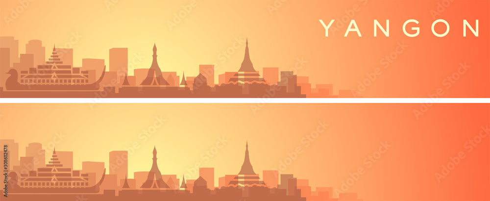 Yangon Beautiful Skyline Scenery Banner