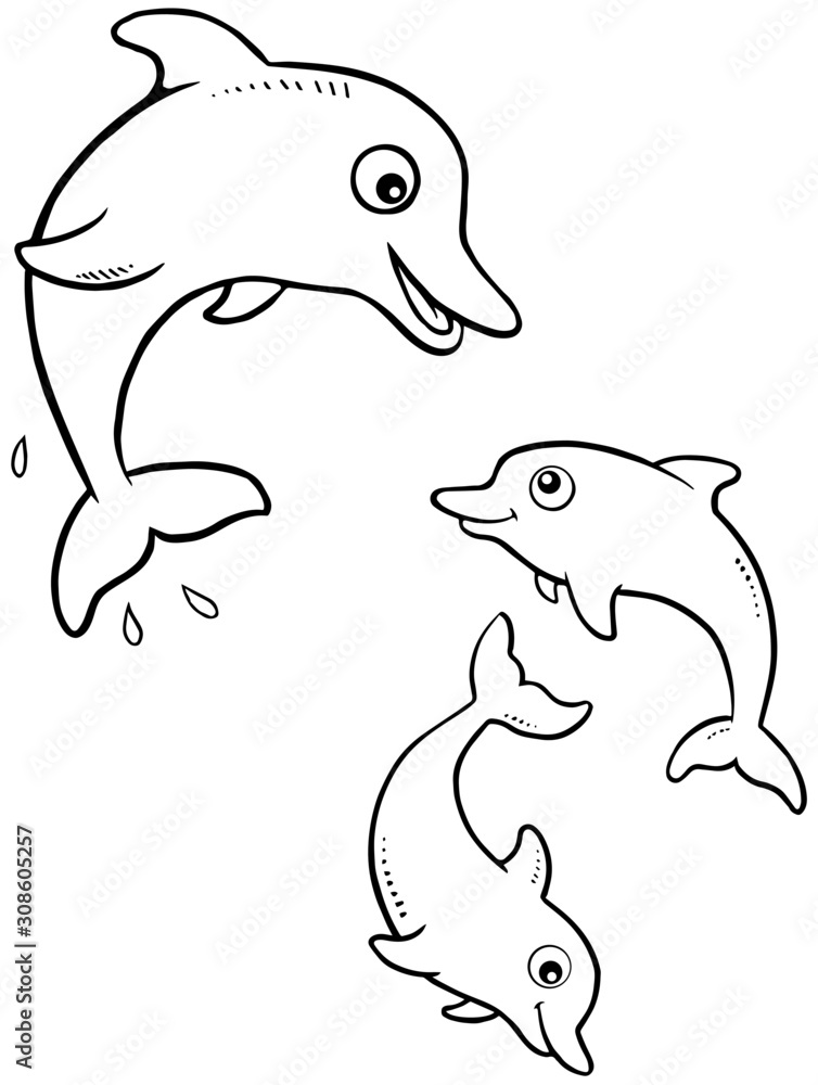 Obraz premium Dolphins Playing Illustration