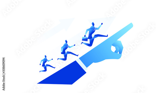 The leader runs to reach dreams and opportunities. Business work concept illustration about hard work and pressure