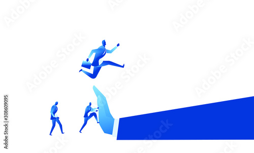 The leader runs to reach dreams and opportunities. Business work concept illustration about hard work and pressure