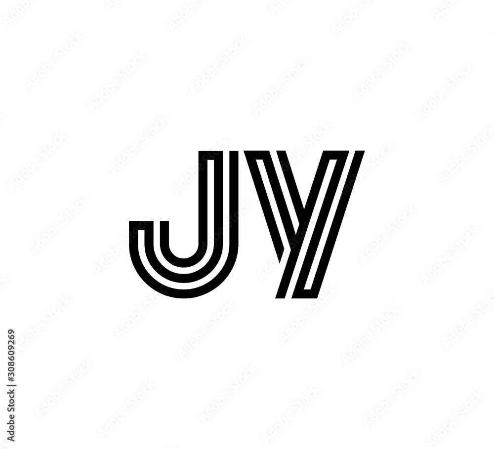 Initial two letter black line shape logo vector JY Initial two letter black line shape logo vector JY