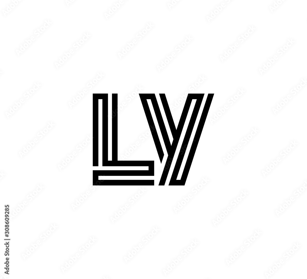 Initial two letter black line shape logo vector LY Initial two letter black line shape logo vector LY
