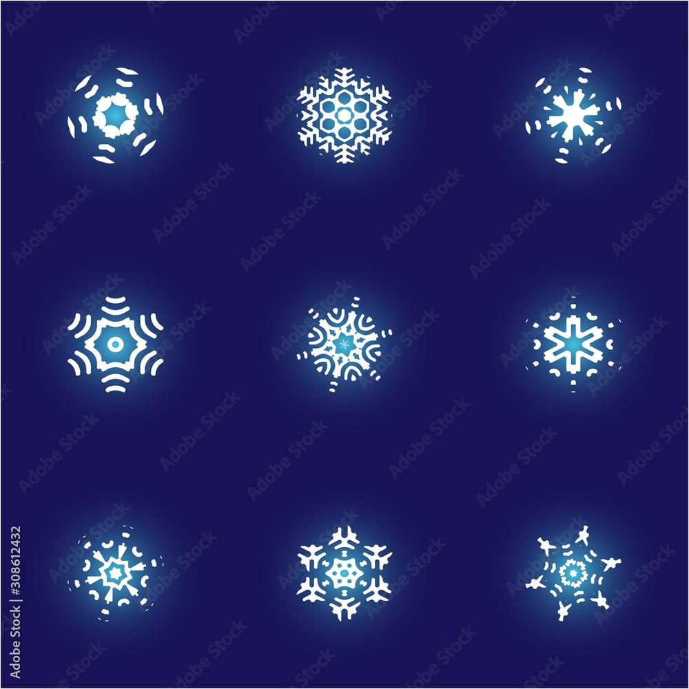 Collection of paper cut isolated snowflakes on blue background. Collection of paper cut isolated snowflakes on blue background.