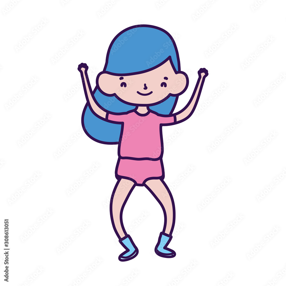 cute little girl happy cartoon character