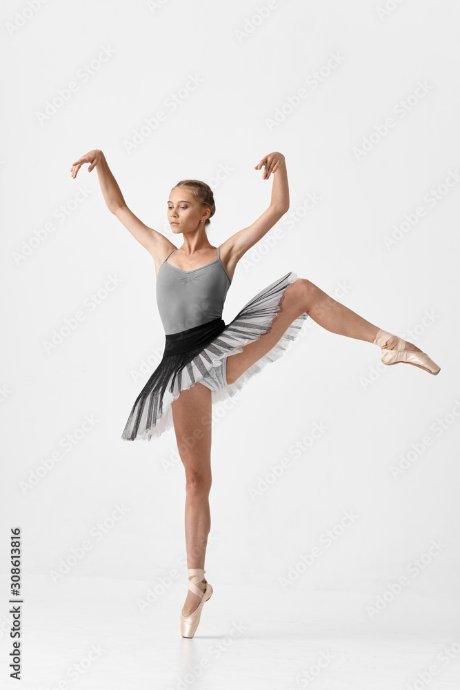 young woman jumping in the air