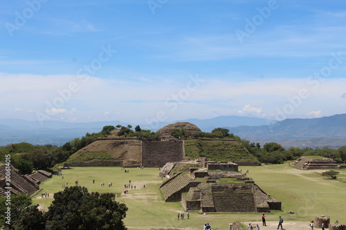 Beautiful Monte Albán landscape. Pyramids in Oaxaca Mexico