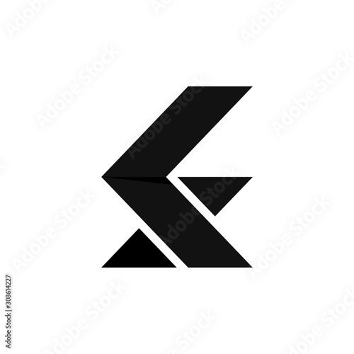 Initial letter K S logo template with arrow and movement symbol in flat design illustration