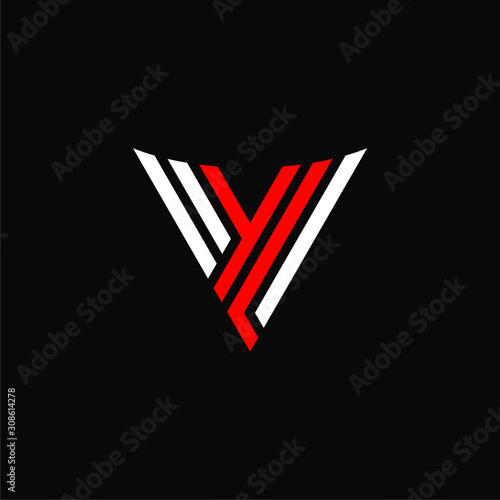 Initial letter YL and V logo template with arrow head illustration in triangle flat design monogram symbol