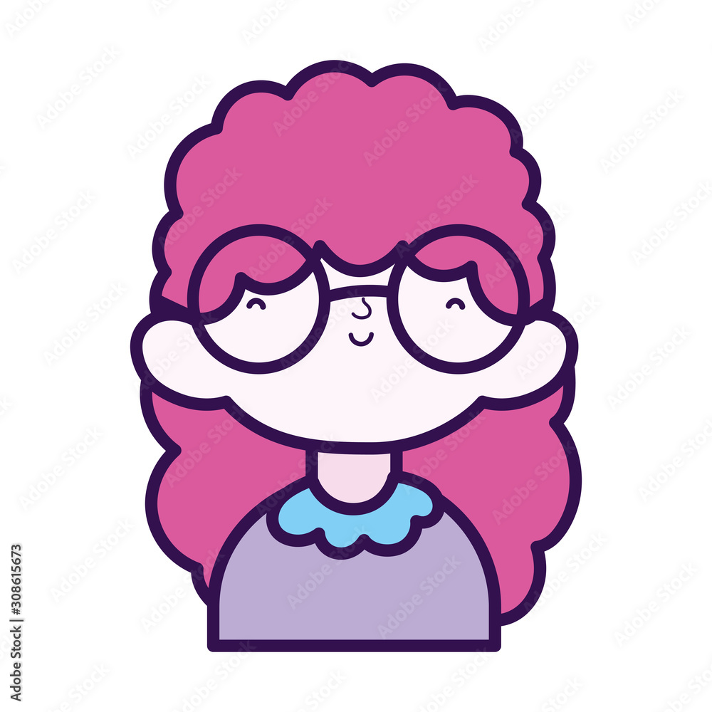 cute little girl happy cartoon character portrait