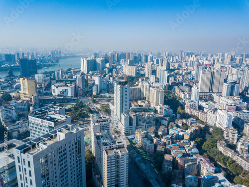 Fototapeta Naklejka Na Ścianę i Meble -  Aerial photography of bustling high-rise buildings in Asian cities
