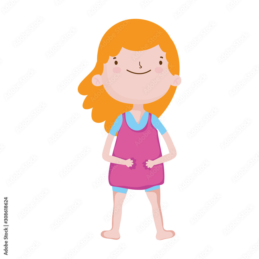 cute little girl happy cartoon character