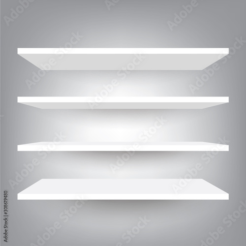 Empty white shelves