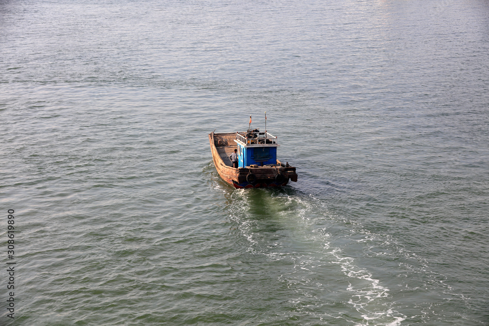 running fishing boat