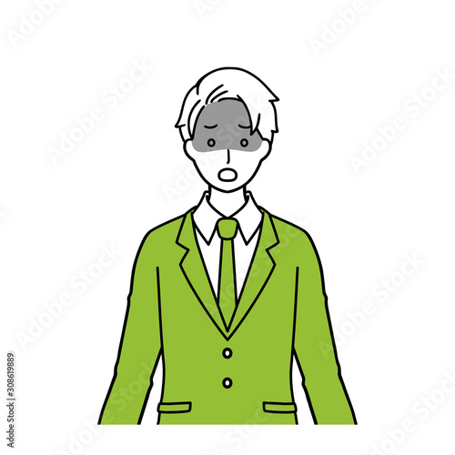 Illustration of a businessman facial expression shock.