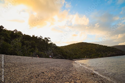 Twilight at Coral Beach near Shute Harbour in Queensland. Beach full of shells and coral, majestic and beautiful © Caseyjadew