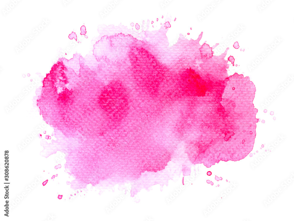 splash paint pink on paper abstract watercolor background.