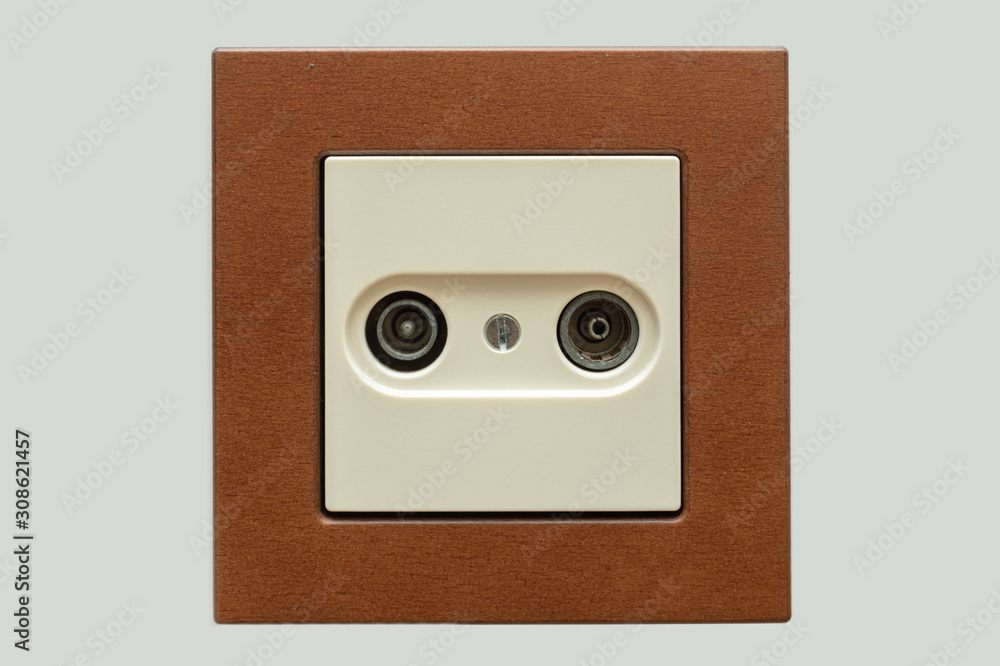 Antenna plug for radio and tv. Coaxial socket Antenna plug for radio and tv. Coaxial socket