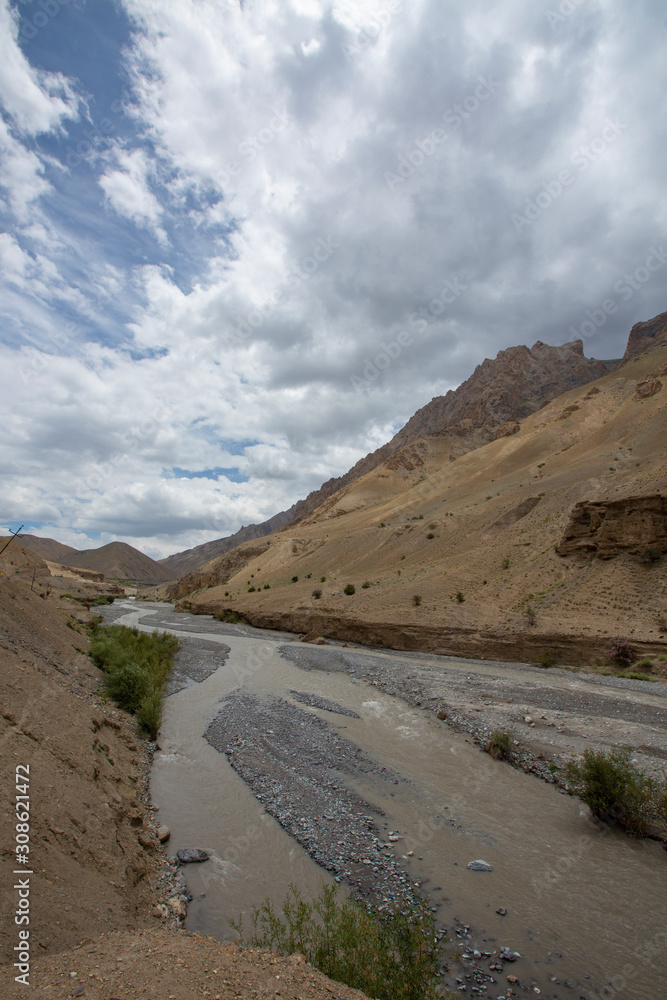 Glacier River flowing near Kargil town,Ladakh,India