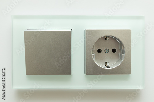 Multifunction outlet with an electrical socket, European-style outlets..