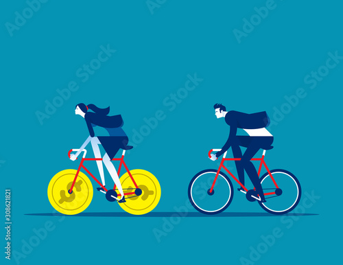 Business person driven by investment money. Concept business financial vector illustration, Poverty and Currency
