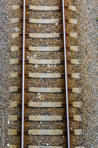 Top view of the railroad tracks on gravel © ihorbondarenko