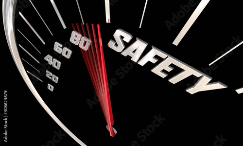 Принти на полотні Safety Speedometer Measure Safe Driving Be Careful 3d Illustration
