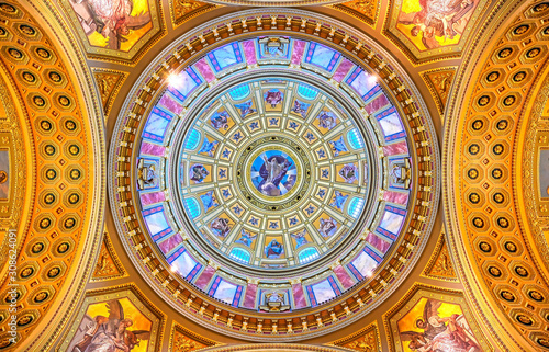 Budapest, Hungary - May 22, 2019 - The interior of St. Stephen's Basilica located on the Pest side of Budapest, Hungary. © Jbyard