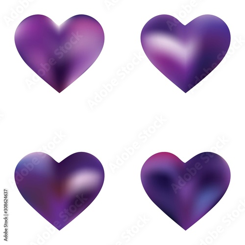 Collection of blurred backgrounds hearts.