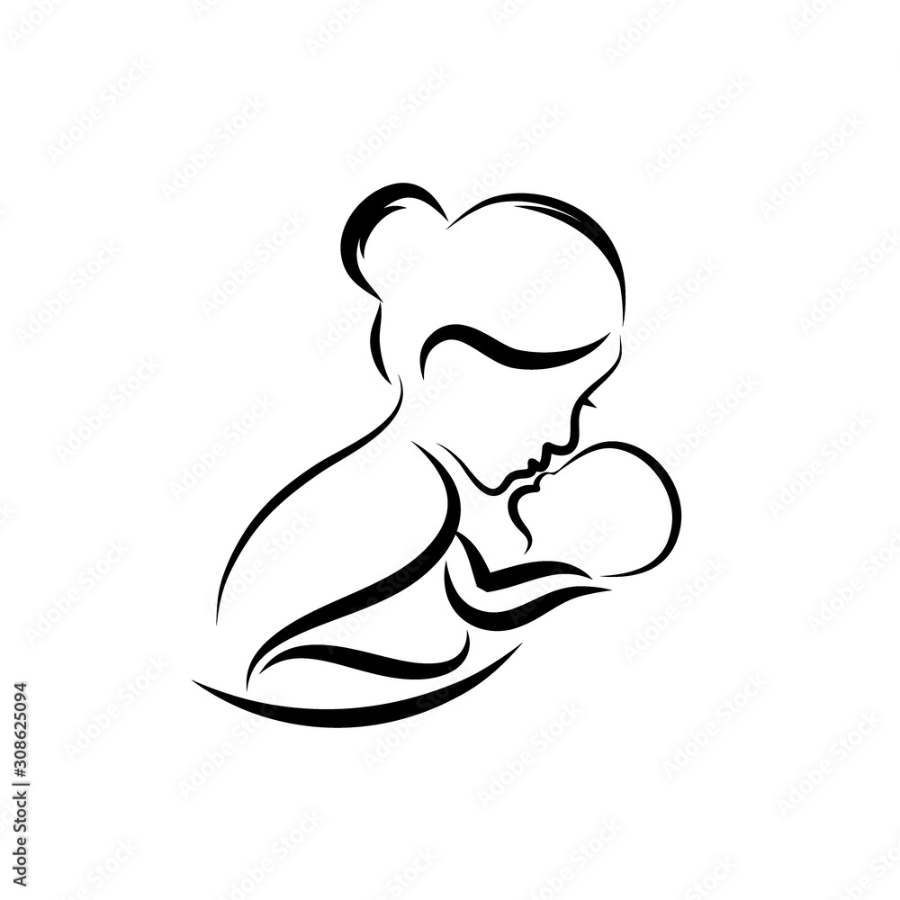 Obraz premium Mom And Baby , Baby Care Logo Design Concept Template , Mother Care Logo