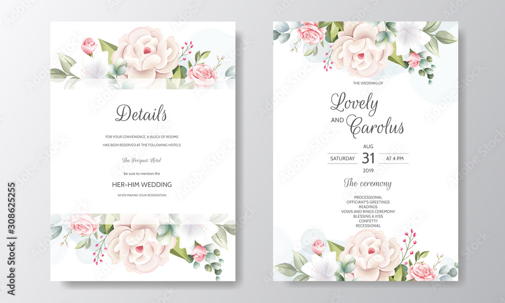 Hand Drawn Floral Wedding Invitation Card