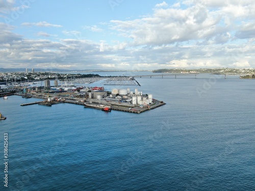 Viaduct Harbour, Auckland / New Zealand - December 9, 2019: The beautiful scene surrounding the Viaduct harbour, marina bay, Wynyard, St Marys Bay and Westhaven, all of New Zealand’s North Island photo