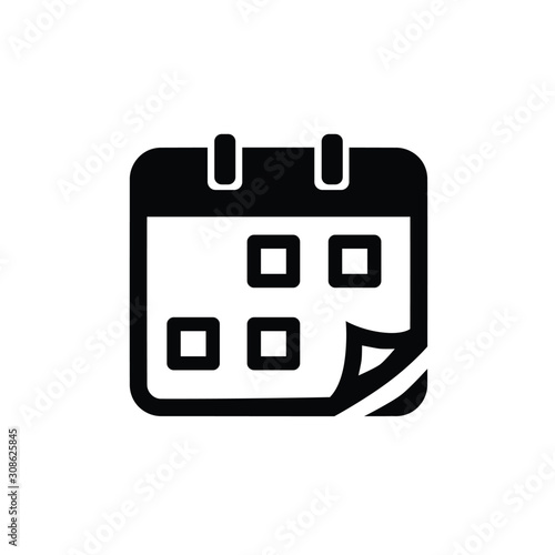 Calendar icon. Black vector illustration isolated for graphic and web design.